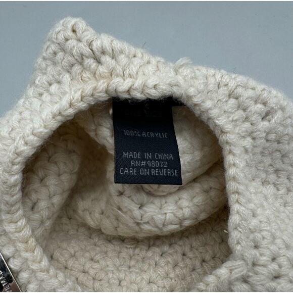 Steve Madden Beret Hat Womens One Size Cream Knit Minimalistic Crotchet Modern - Picture 6 of 6